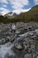 Crossing a stream, Fox Glacier, New Zealand